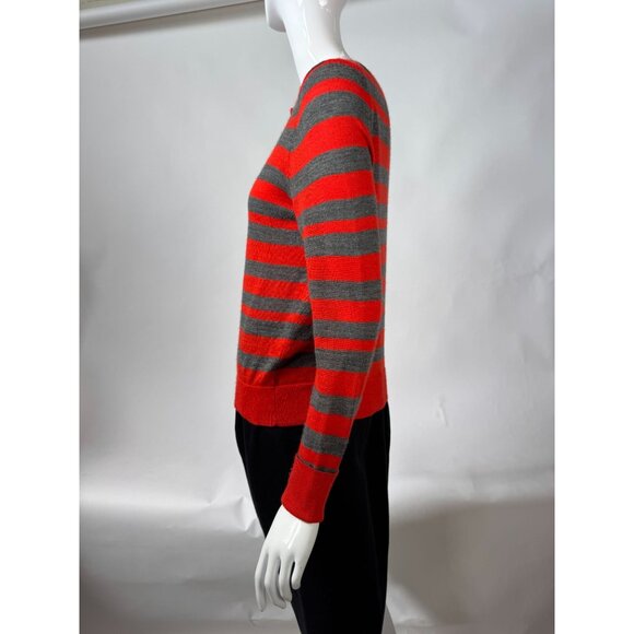 Ann Taylor Loft Womens Red & Gray Striped Button-Up Cardigan Sweater Size S - Picture 14 of 15